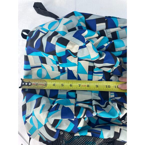 Jansport Blue Geometric Bug Student Backpack Compartments School Travel Bookbag - Picture 10 of 11